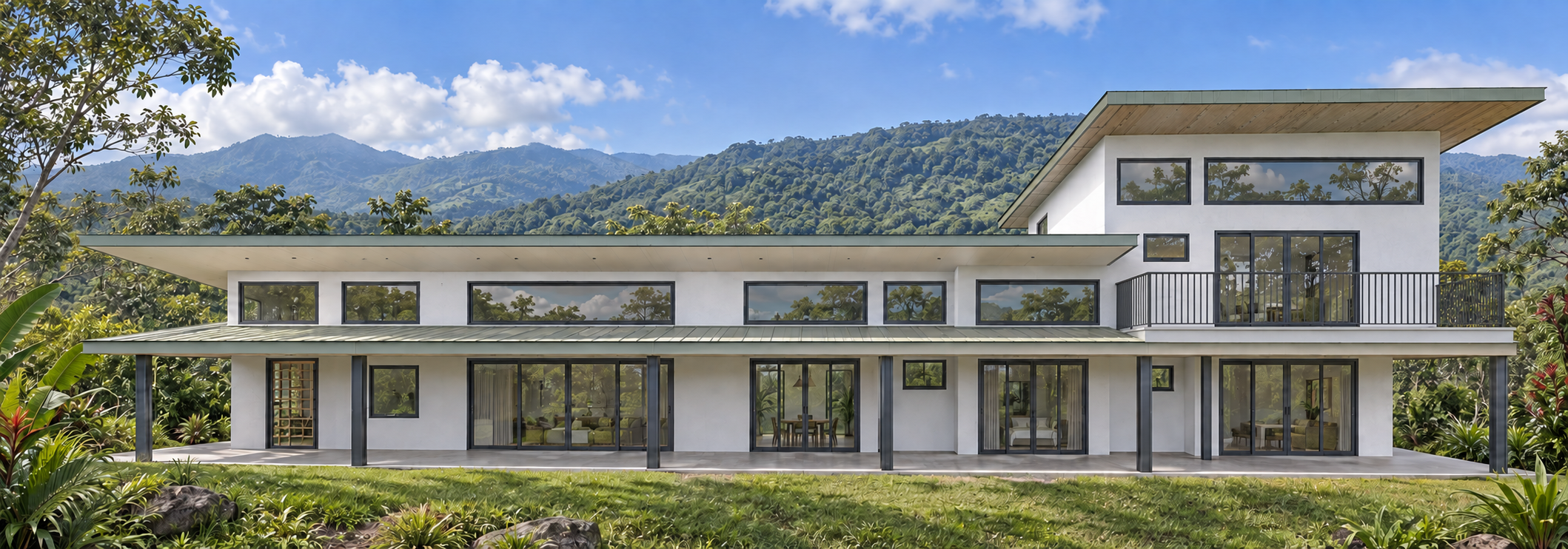 Finished house in a Costa Rican mountain landscape