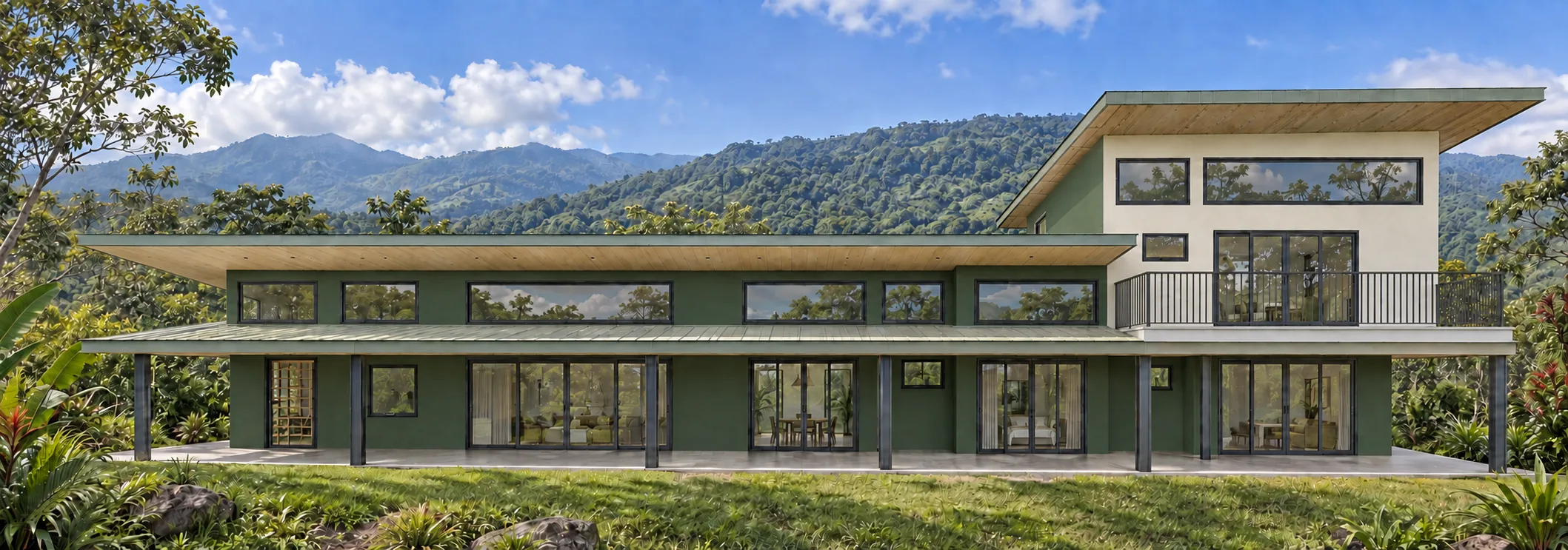Costa Rica house visualized in the forest and linen color direction